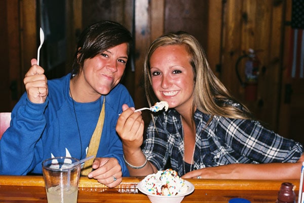 Girls enjoying ice cream at the Peninsula Pines Resort Lodge.