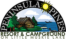Peninsula Pines Resort & Campground on Little Muskie Lake logo.